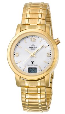 Master Time Damen-Funkuhr Basic mit Zugband Goldfarben MTLA-10313-12M