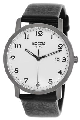 Boccia Titan-Herrenuhr mit Lederband 3618-01