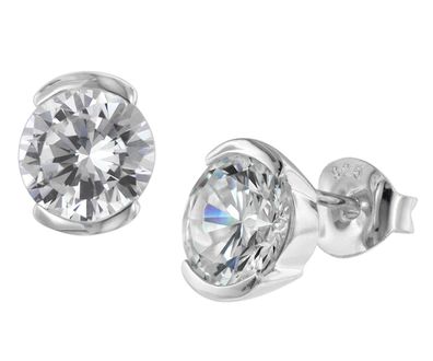 trendor Schmuck Damen Ohrringe Silber 925 Ohrstecker 8 mm mit Zirkonias 08764