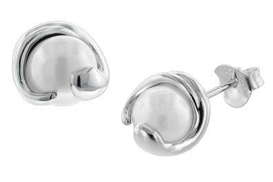 trendor Schmuck Damen Ohrringe Silber 925 Ohrstecker Weiße Glasperle 08778