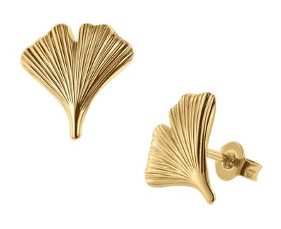 trendor Schmuck Damen Ohrringe 333 Gold Ohrstecker Ginkgo-Blatt 75079