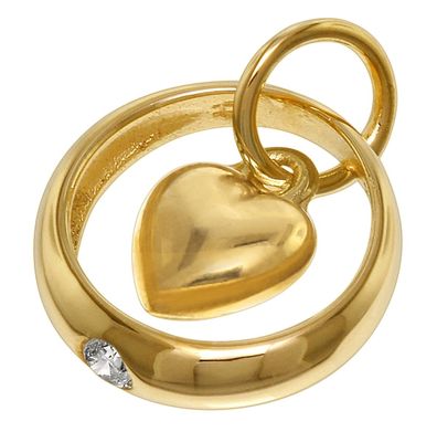 trendor Schmuck Taufring mit Zirkonia und Herzchen Gold 585 / 14K 75431