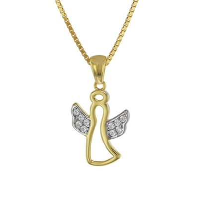 trendor Schmuck Engel-Anhänger mit Zirkonia Gold 333 + vergoldete Silberkette 75558