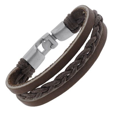 trendor Schmuck Leder-Armband Braun geflochten 75802