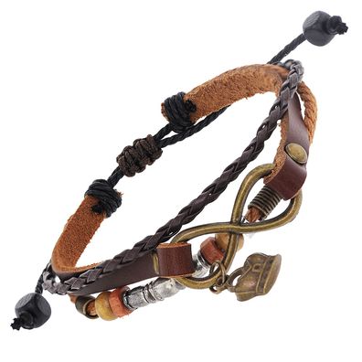 trendor Schmuck Armband mit Unendlichkeits-Symbol Leder/PU Braun-Schwarz 75804