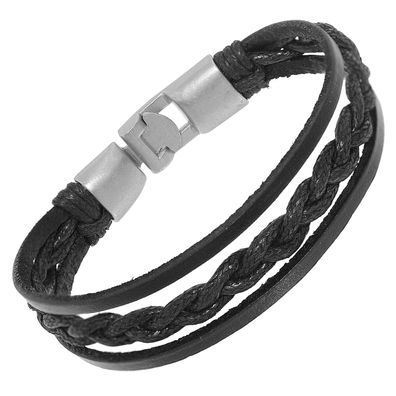 trendor Schmuck Lederarmband für Männer Schwarz 75807