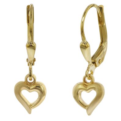 trendor Schmuck Kinder-Ohrringe Herz Gold auf Silber 925 für Mädchen 75816