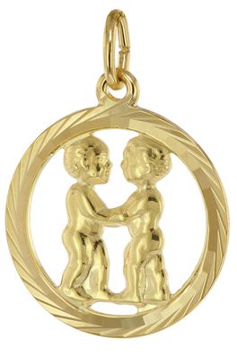 trendor Schmuck Sternzeichen Zwilling 333 Gold Anhänger Ø 16 mm 39000-06