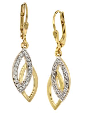 trendor Schmuck Damen Ohrringe Gold auf 925 Silber Zirkonia Ohrhänger 39012