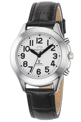 Master Time Sprechende Funk Damenuhr mit Lederband MTLA-10705-60L