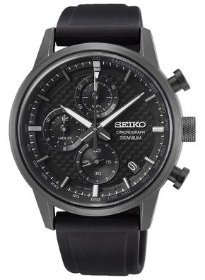 Seiko Herrenuhr Chronograph Titan Schwarz SSB393P1