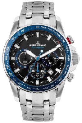 Jacques Lemans Herrenuhr Chronograph Liverpool Stahl/Blau 1-2099E