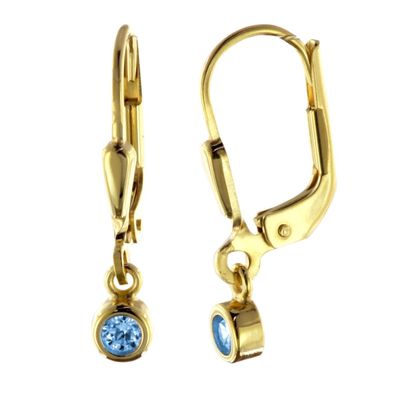 trendor Schmuck Damen Ohrringe Gold 333 / 8 K Ohrhänger mit Blauem Zirkonia 51097