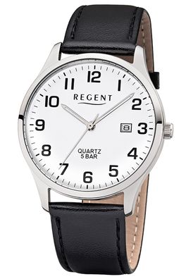 Regent Herrenuhr mit Lederband Schwarz/Weiß F-1241