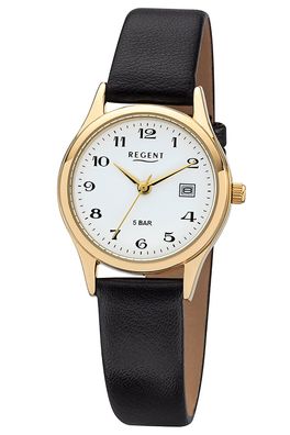 Regent Damenuhr Goldfarben mit Lederband F-835