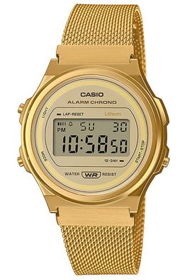 Casio Digitaluhr Vintage Goldfarben mit Milanaiseband A171WEMG-9AEF