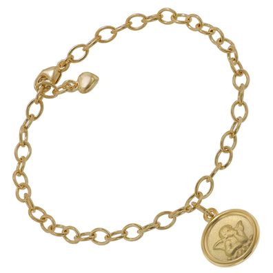 trendor Schmuck Armband mit Engel-Anhänger 925 Silber Goldplattiert 17 cm 51202