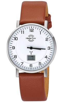 Master Time Damen-Funkuhr mit Lederband Braun MTLS-10741-12L