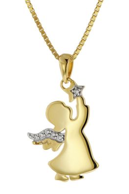 trendor Schmuck Engel Anhänger Gold 333 / 8K + goldplattierte Silberkette 51372