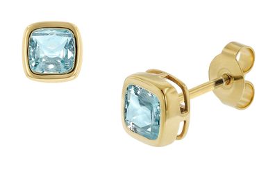 trendor Schmuck Damen Ohrringe Gold 333 / 8K Ohrstecker Synt. Aquamarin 51684-02