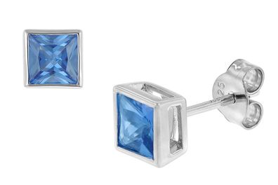 trendor Schmuck Damen-Ohrringe 925 Sterlingsilber mit Zirkonia London Blau 51670-03