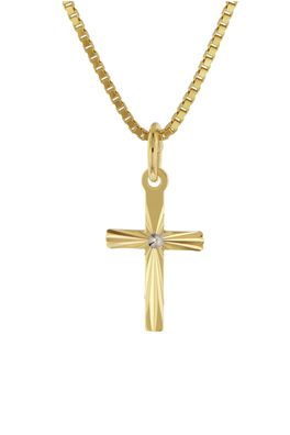trendor Schmuck Kreuz-Anhänger für Kinder Gold 585 mit Vergoldeter Silberkette 51954