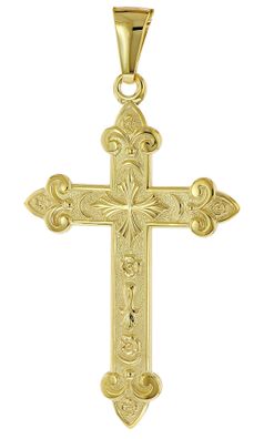 trendor Schmuck Kreuz-Anhänger Gold 585 (14 Karat) 40 x 27 mm 51998
