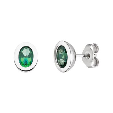 Viventy Schmuck Damen-Ohrringe Silber Ohrstecker mit Grünem Stein 783794