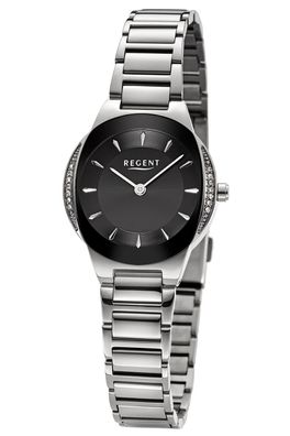 Regent Damen-Armbanduhr Edelstahl Silber/Schwarz 12221179