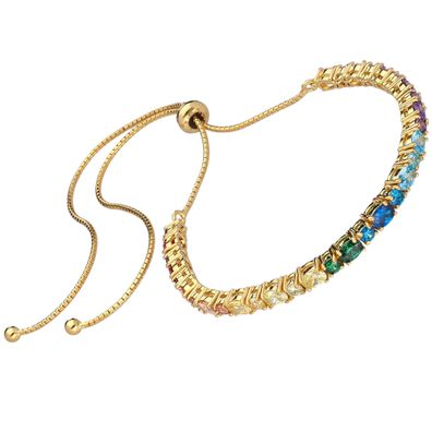 trendor Schmuck Damen-Armband mit Farbsteinen 925 Silber Goldplattiert 41576