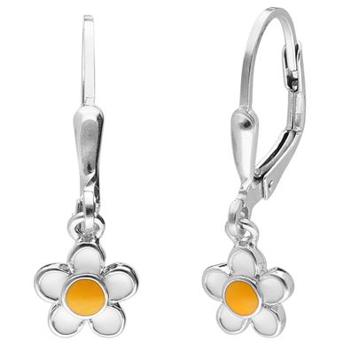 trendor Schmuck Ohrringe für Mädchen Silber 925 mit Blüte Anhänger 41591