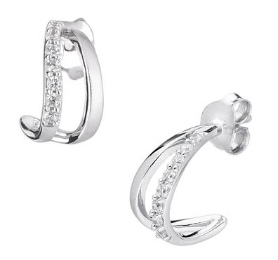 trendor Schmuck Damen-Ohrringe Silber 925 Halbcreole mit Zirkonia 41597