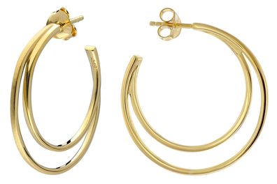 trendor Schmuck Damen-Ohrringe 925 Silber Vergoldet Halb-Creolen 41614