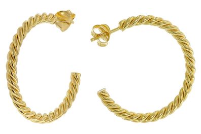 trendor Schmuck Damen-Ohrringe 925 Silber Vergoldet Halb-Creolen 41616