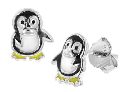trendor Schmuck Kinder Ohrringe Silber 925 Pinguin Ohrstecker 41640