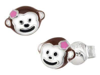 trendor Schmuck Mädchen-Ohrringe Silber 925 Äffchen Ohrstecker 41648