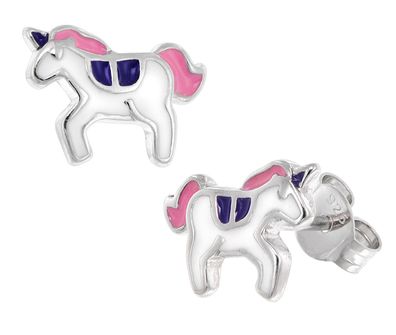 trendor Schmuck Kinder-Ohrringe Silber 925 Einhorn Ohrstecker 41649