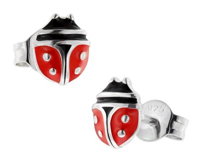trendor Schmuck Kinder-Ohrringe Silber 925 Glückskäfer Ohrstecker 41645
