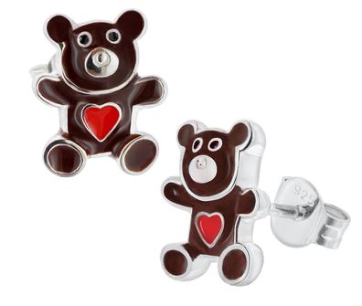 trendor Schmuck Kinder-Ohrringe Silber 925 Teddybär Ohrstecker 41647