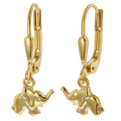 trendor Schmuck Mädchen-Ohrringe Gold 333/8 Karat Elefant-Ohrhänger 41766