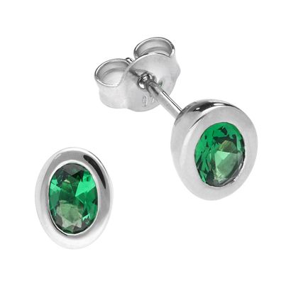 trendor Schmuck Damen-Ohrringe Silber Ohrstecker Grün 15134