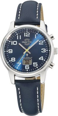 Master Time Damen-Funkuhr mit blauem Lederband MTLA-10818-32L