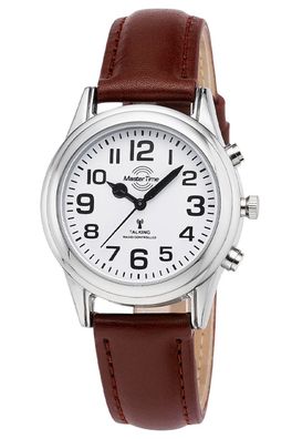 Master Time Sprechende Damen-Funkuhr mit Lederband MTLA-10807-12L
