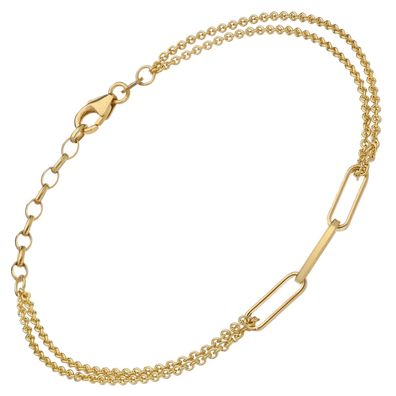 trendor Schmuck Damen-Armband 925 Silber Vergoldet Zweireihig 15494