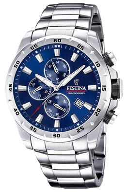 Festina Herrenuhr Chronograph Stahl/Blau F20463/2