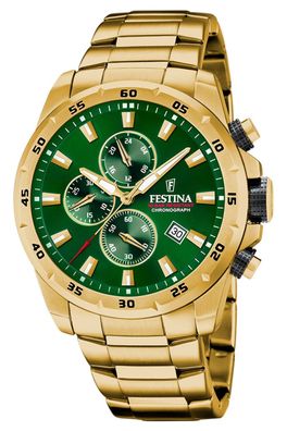 Festina Herren-Armbanduhr Chronograph Goldfarben/Grün F20541/3