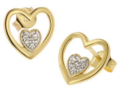 trendor Schmuck Damen Ohrringe 925 Silber Vergoldet mit Zirkonias 15584
