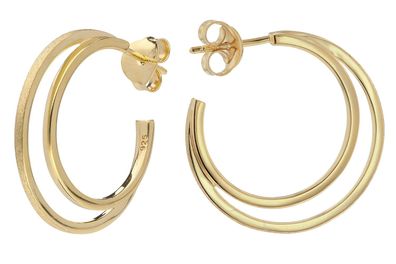 trendor Schmuck Damen Ohrringe 925 Silber Vergoldet Halb-Creolen Ø 25 mm 15590