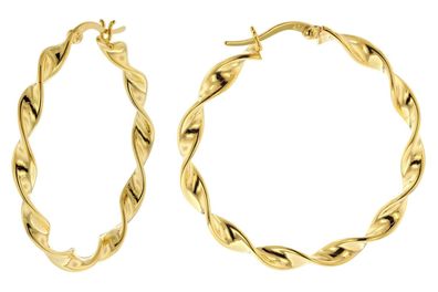 trendor Schmuck Damen-Ohrringe 925 Silber Vergoldet Creolen Ø 40 mm 15601