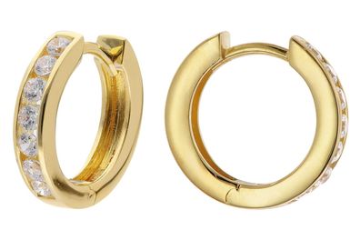 trendor Schmuck Damen-Ohrringe 925 Silber Vergoldet Creolen Ø 15 mm 15609